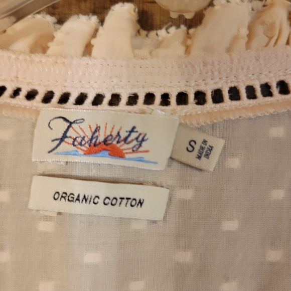 Faherty Willa Striped Pintuck Blouse peasant style Size Small - Picture 4 of 6